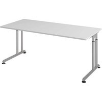 HAMMERBACHER ZS19 höhenverstellbarer Schreibtisch lichtgrau rechteckig, C-Fuß-Gestell silber 180,0 x 80,0 cm von HAMMERBACHER