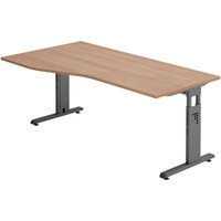 HAMMERBACHER VOS18/N/G höhenverstellbarer Schreibtisch 65 - 85 cm nussbaum / grafit von HAMMERBACHER