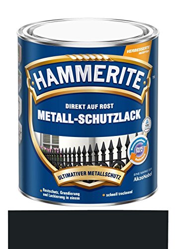 2,5 L Hammerite Direkt auf Rost Metall-Schutzlack Schwarz, Glanz von HAMMERITE