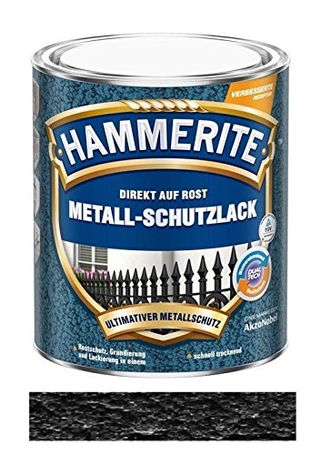 2,5 L Hammerite Direkt auf Rost Metall-Schutzlack Schwarz, Hammerschlag von HAMMERITE