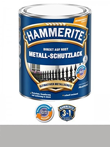 2,5 L Hammerite Direkt auf Rost Metall-Schutzlack Silber, Glanz von HAMMERITE