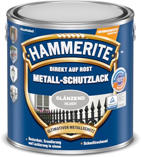 Hammerite Metallschutzlack Glänzend, Silber, 2,5L von Hammerite
