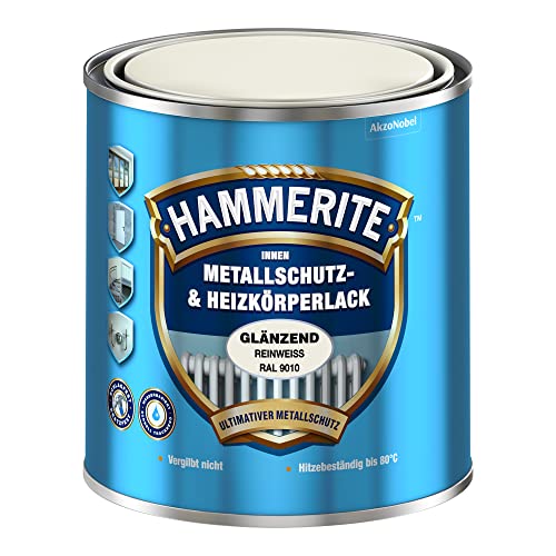 HAMMERITE METALLSCHUTZLACK INNEN GLÄNZEND REINWEISS 0,5L von HAMMERITE