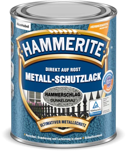 Hammerite Metallschutzlack Hammerschlag, Dunkelgrau, 250ml von HAMMERITE