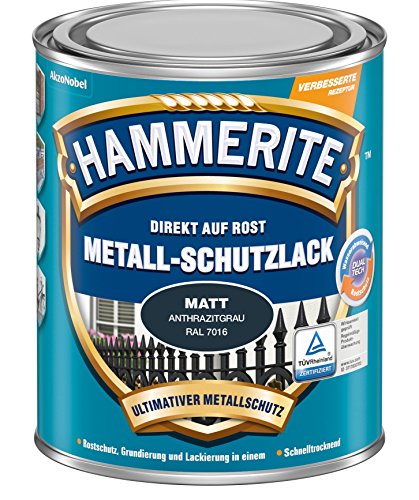 HAMMERITE METALLSCHUTZLACK MATT ANTHRAZITGRAU 2,5L von HAMMERITE