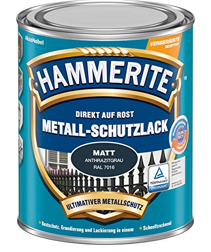 Hammerite Metallschutzlack Matt, 3in1- Rostschutz, Anthrazitgrau, 250 ml Hammerite Metallschutzlack Matt, 3in1- Rostschutz, Anthrazitgrau, 250 ml von Hammerite