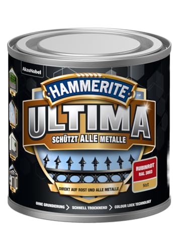 Hammerite Ultima Matt, Metallschutzlack, Rubinrot RAL3003, 250ml von Hammerite