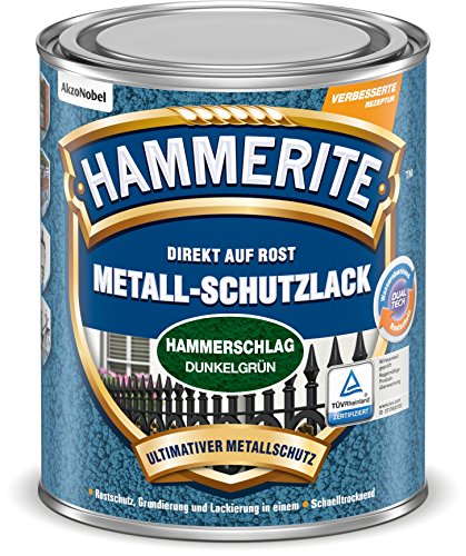 Hammerite Metall-Schutzlack hammerschlag Rostschutz Lack Metallfarbe Grundierung (750ml, dunkelgruen) von HAMMERITE