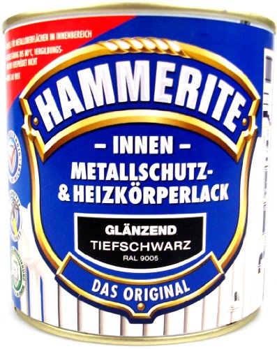 Hammerite Metallschutz- und Heizkörperlack tiefschwarz glänzend 0,5l von HAMMERITE