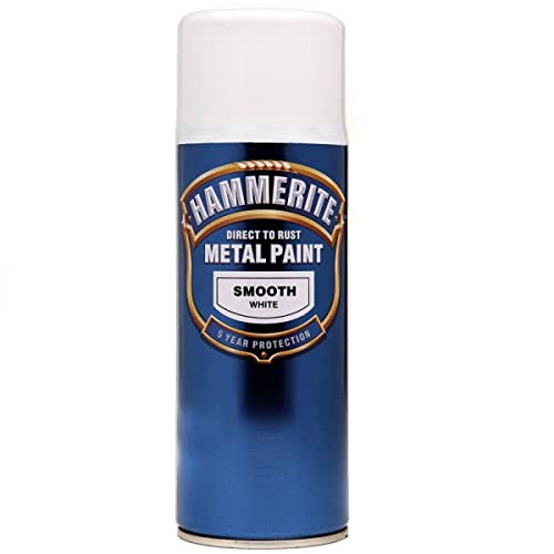 Hammerite Metallsprühfarbe, zum Direkten auftragen auf Rost, Glatt, Aerosol, weiß 400 ml von HAMMERITE