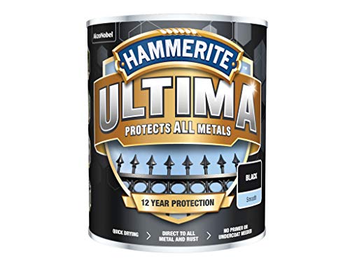 Hammerite Ultima Metallfarbe, glatt, schwarz, 750 ml von HAMMERITE