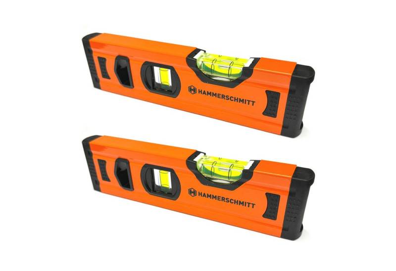 HAMMERSCHMITT Wasserwaage Mini Aluminium Richtwaage, (2 St), 20 x 5 x 2 cm Horizontal und Vertikallibelle von HAMMERSCHMITT