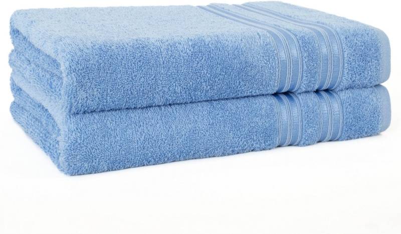 HAMMETEX Duschtuch 2er Set Badetücher 70x140 cm, 100% Baumwolle, Weich & Saugstark, Frottier (Set, 2-St), mit Bordüre, einfarbig, weich von HAMMETEX