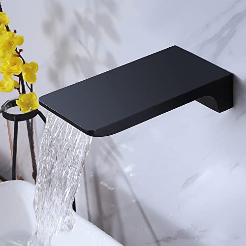 HAMOLER Wasserfall Wannenauslauf Wandhalterung Wasserfall Badezimmer Badewanne Auslauf Römische Wanne Filler Wasserhahn Edelstahl Badewanne Sprüher, Mattschwarz von HAMOLER