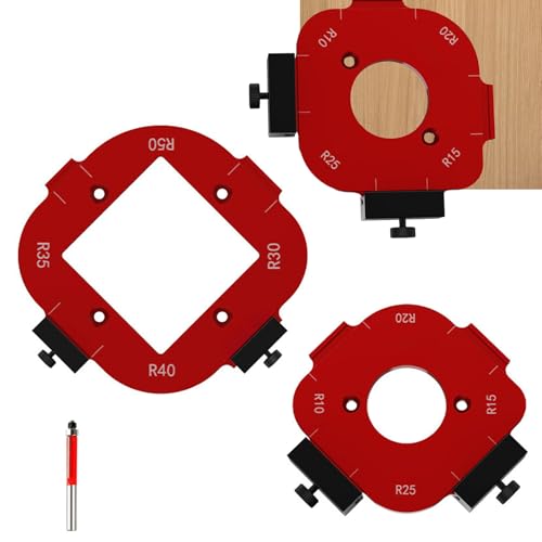2 Stück Eckradius-Frässchablonen, 4 in 1 Aluminium Frässchablonen für Oberfräse R10 R15 R20 R25 R30 R35 R40 R50, Oberfräse Schablone, Radius Jig Router Templates von HAMON