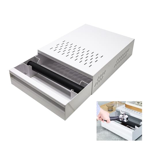 Espresso Knock Box Schublade, Edelstahl Espresso Klopfbox Schublade mit Rutschfesten Füßen Kaffeesatz Abschlagbehälter Schublade mit Herausnehmbarer Abklopfstange von HAMON