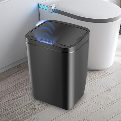 HAMON Automatischer Mülleimer,12L Sensor Mülleimer,Mülleimer mit Deckel,Mülleimer Bad,Automatischer Mülleimer für Küchen, Bäder, Toiletten und Büros(Batterien nicht enthalten) (Schwarz) von HAMON