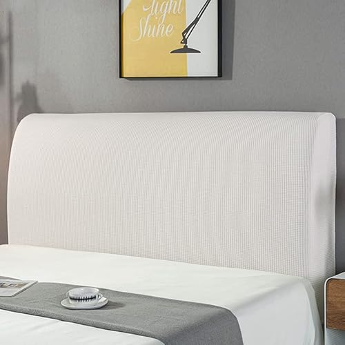 HAMON Kopfteil Schonbezug Protektor Kopfteilbezug Einfarbiges Design Bettkopfteil Hussen Bett Kopfteil Bezug Dehnbar Waschbar Abnehmbar Einfarbig für Schlafzimmer (Weiß, 150 cm) von HAMON