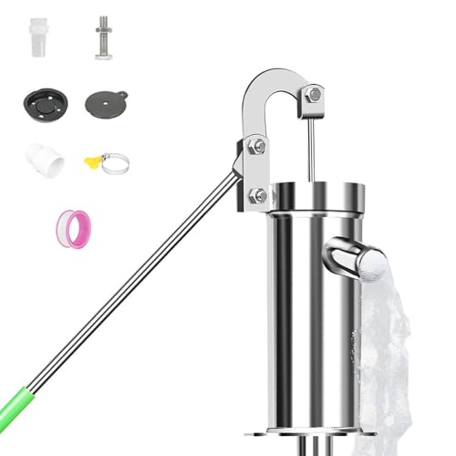 Wasserpumpe Edelstahl Handwasserpumpe Manuelle Schwengelpumpe,360° Drehbare Brunnenpumpe mit 7 Zubehörteilen,Handbrunnenpumpe bis zu 8M Tiefe für Häuser,Yard,Teiche Wasserpumpe Edelstahl Handwasserpumpe Manuelle Schwengelpumpe,360° Drehbare Brunnenpumpe mit 7 Zubehörteilen,Handbrunnenpumpe bis zu 8M Tiefe für Häuser,Yard,Teiche von HAMON