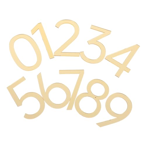 HAMPPLIES 10 Stück Hausnummern Selbstklebend Spiegelgold Zahlen Türschilder für Apartments Hotels Büros Wohnräume von HAMPPLIES
