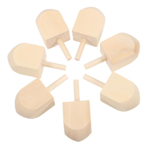 HAMPPLIES 10 Stück Teiliges Holz Dreidel Naturbelassen Holz zum Bemalen und Basteln Hohe Drehteller DIY Partyspielzeug für Chanukka Fest Dekoration und Familienaktivitäten von HAMPPLIES