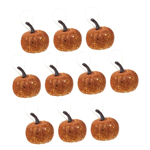 HAMPPLIES 10 Stück Teiliges Künstliches Kürbis Deko Realistische Schaumstoff Kürbisse mit Glitzer Kleine Halloween und Herbstdekoration für Party Tisch Fenster und Regal von HAMPPLIES