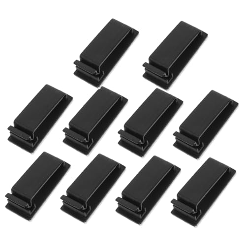 HAMPPLIES 10 Stück Teiliges Selbstklebende Kabelclips Schwarz Kompakte Kabelhalter mit Starker Haftung Praktische Drahtklemmen für Effektives Kabelmanagement Am Schreibtisch und Zuhause von HAMPPLIES