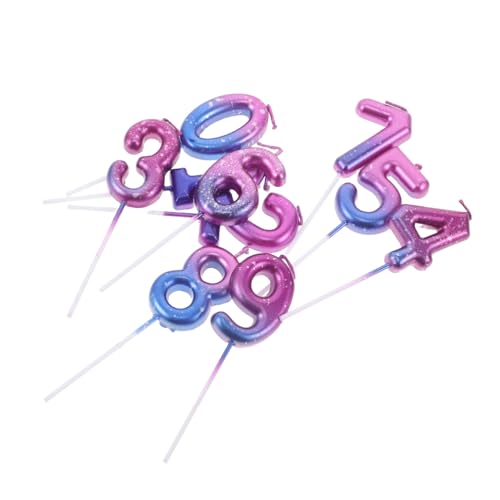 HAMPPLIES 10 Stück Teiliges Zahlenkerzen mit Farbverlauf Blau-violett Kreative Geburtstagskerzen für Kuchen Stabile Basis Vielseitige Dekoration für Partys und Jubiläen Thematische Cake von HAMPPLIES