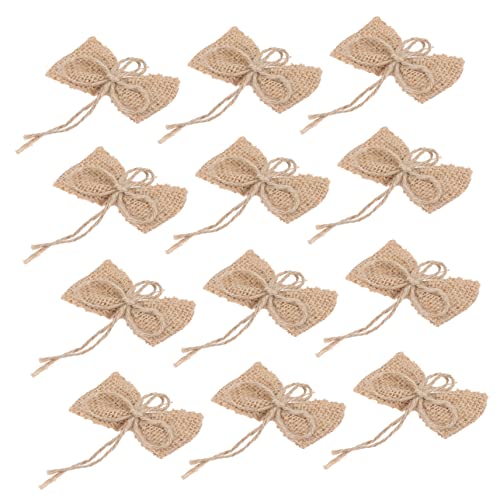 HAMPPLIES 12 Stück Handgefertigte Leinenschleifen Mit Blumenmuster Geburtstags Und Weihnachtsdekorationen Für Die Außendusche Happy Burlap Groß Hochzeit Mini Topper von HAMPPLIES