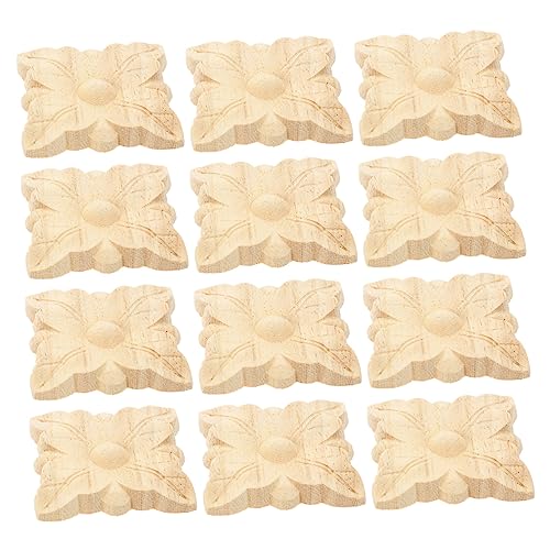 HAMPPLIES 12 Stück Holz Schnitzereien Applikationen für Möbel Dekoration Unbemalte Vintage Ornamente für Türen Betten und Tische Leicht und Einfach zu Verwenden von HAMPPLIES
