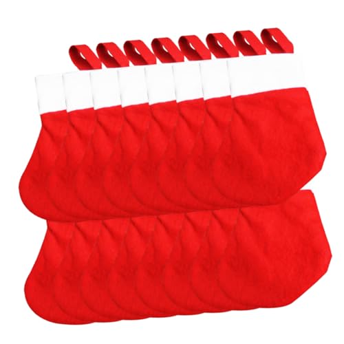 HAMPPLIES 16 Stück Teiliges Mini Weihnachtsstrümpfe aus Robustem Vliesstoff Weihnachtliche Deko in Weiß Wiederverwendbar und Reißfest zum Befüllen mit Süßigkeiten und Geschenken für von HAMPPLIES