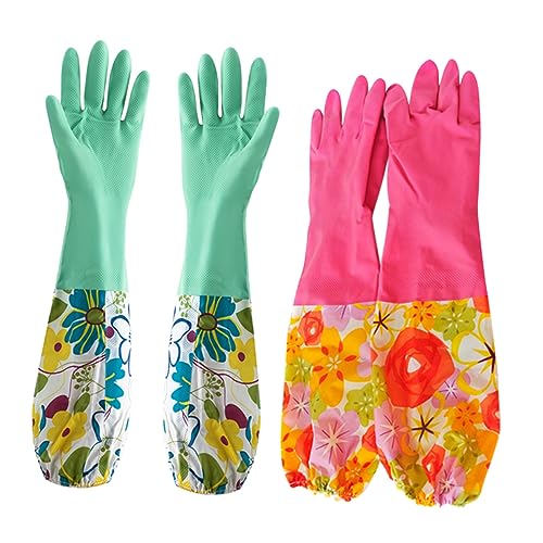 HAMPPLIES 2 Paare Hausarbeitshandschuhe Haushaltsreinigungshandschuhe Reinigungshandschuhe Für Damen Nicht Rutschende Küchenhandschuhe Fischereihandschuhe Haushaltshandschuhe von HAMPPLIES
