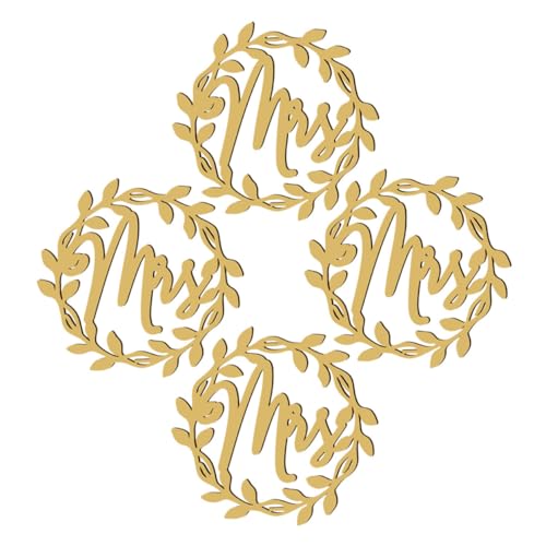 HAMPPLIES 2 Paare Stuhl Logo Dekoratives Holzschild Party Hochzeit Rezeption aufdecken Junggesellin Braut bräutigam Zeichen Stuhl Zeichen Schild für Stühle Zeichen für Stuhl hölzern Golden von HAMPPLIES