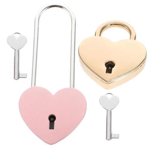 HAMPPLIES 2 Stück Herzförmiges Vorhängeschloss Kleine Gepäckschlösser mit Schlüssel Leichtes Tragbares Liebesschloss für Tagebuch Handtasche Schmuckkästchen und Rucksack HAMPPLIES 2 Stück Herzförmiges Vorhängeschloss Kleine Gepäckschlösser mit Schlüssel Leichtes Tragbares Liebesschloss für Tagebuch Handtasche Schmuckkästchen und Rucksack von HAMPPLIES