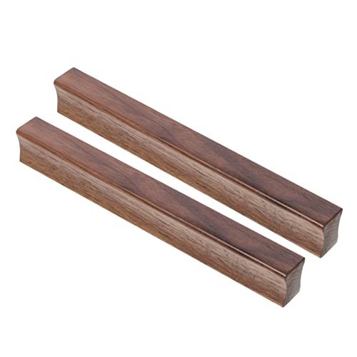 HAMPPLIES 2 Stück Holz Möbelgriffe Schwarz Walnuss Schrankgriffe Schubladengriffe Kommode Türgriff Massivem Holz Robust für Küchenschränke und Wohnmöbel von HAMPPLIES