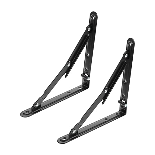 HAMPPLIES 2 Stück Klappbare Wandkonsole Schwarze Regalträger für Platzsparende Regallösungen für Diy Projekte Werkbänke Klapptische und HAMPPLIES 2 Stück Klappbare Wandkonsole Schwarze Regalträger für Platzsparende Regallösungen für Diy Projekte Werkbänke Klapptische und von HAMPPLIES