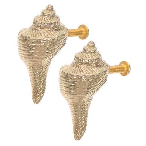 HAMPPLIES 2 Stück Messing Muschelgriffe Nautische Schrankknöpfe Dekorative Möbelgriffe für Küchenschränke und Kommoden mit Ozeanischem Design Langlebige Möbelbeschläge aus Robustem Messing von HAMPPLIES