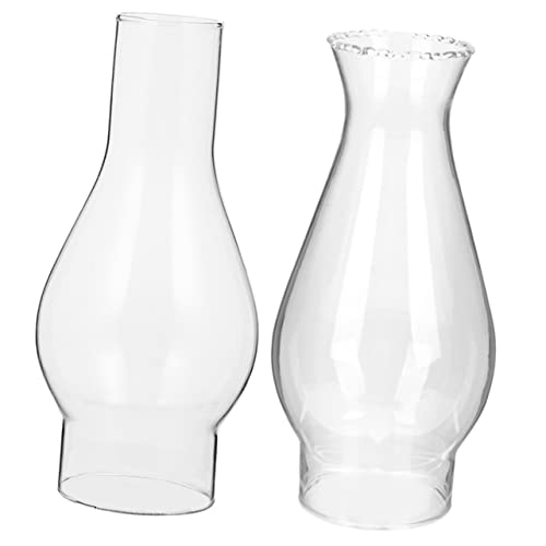 HAMPPLIES 2 Stück Öllampe Glaszylinder Ersatz Winddichter Lampenschirm für Vintage Petroleumlampe Retro Design Hochtemperaturbeständig Durchmesser für Innenräume und Außenbereiche von HAMPPLIES