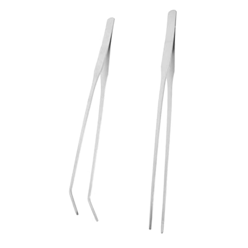 HAMPPLIES 2 Stück Professionelle Aquarien Pinzetten Edelstahl Gerade Gebogen Langstielige Wasserpflanzen Pinzette zum Aquascaping Futterhilfe Reinigung für Süßwasser Aquarien von HAMPPLIES