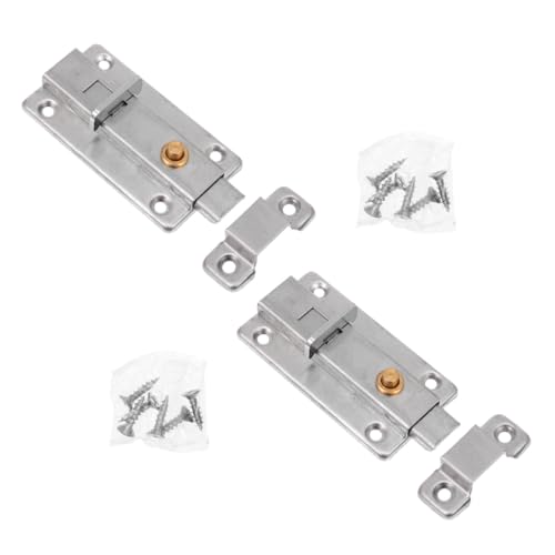 HAMPPLIES 2 Stück Schiebetürriegel Teilig Automatische Feder Schnappverschluss Robust für Innen und Außentüren Einfache Montage Langlebiger Türschloss Riegel von HAMPPLIES