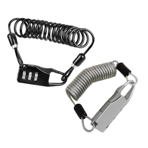 HAMPPLIES 2 Stück Sicherheitshelm Schloss für Motorrad Robustes und Kompaktes Stahlseil Schloss für Outdoor Aktivitäten für Motorräder und Fahrräder Schwarz Silber von HAMPPLIES