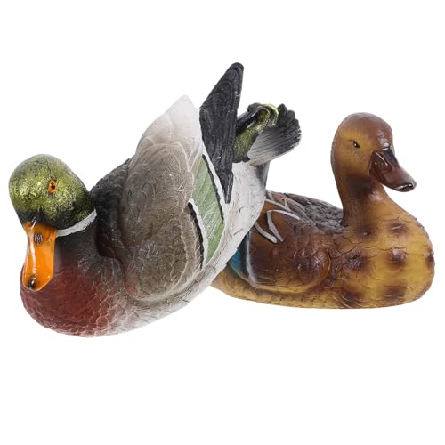 HAMPPLIES 2stücke Realistische Schwimmende Enten Figuren Aus Resin Deko Für Garten Und Teich Wetterfeste Gartenornamente Für Pools Und Teichlandschaften von HAMPPLIES