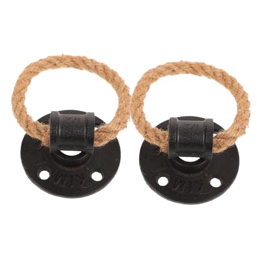 HAMPPLIES 2 Stück Vintage Schrankgriffe aus Schwarzem Eisen mit Hanfseil Ring Rustikale Möbelschubladen und Küchenschrankgriffe Robuste Griffe für Kommoden Kleiderschränke Bücherschränke HAMPPLIES 2 Stück Vintage Schrankgriffe aus Schwarzem Eisen mit Hanfseil Ring Rustikale Möbelschubladen und Küchenschrankgriffe Robuste Griffe für Kommoden Kleiderschränke Bücherschränke von HAMPPLIES