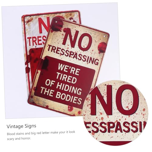 HAMPPLIES 2 Stück Vintage Warntafel aus Eisenblech Dekoratives No Trespassing Schild in Rot Rustikale Wanddeko für Haus Bar Büro Wetterfestes Retro Hausschild HAMPPLIES 2 Stück Vintage Warntafel aus Eisenblech Dekoratives No Trespassing Schild in Rot Rustikale Wanddeko für Haus Bar Büro Wetterfestes Retro Hausschild von HAMPPLIES