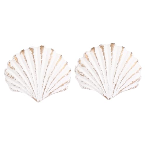 HAMPPLIES 2 Stücke Vintage Muschelgriff Weißer Tür und Schubladengriff aus Robustem Gusseisen Mediterraner Stil für Kinderzimmer Kleiderschrank Kommode Dekorativer Küchenschrankgriff von HAMPPLIES