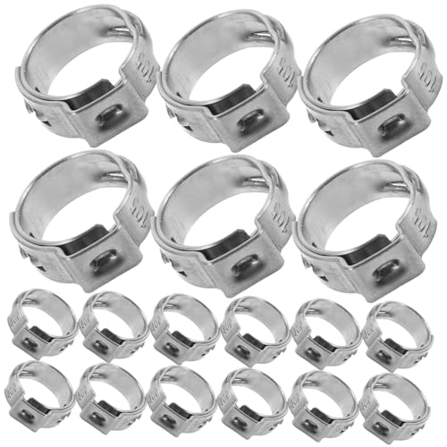 HAMPPLIES 20 Stück Edelstahl Ein Ohr Schlauchschellen Rohrbefestigungsschellen für Pex Rohrschellen Rostfrei Einfach zu Montieren Dichtungsringe für Luft und Wasserschläuche Vielseitig von HAMPPLIES