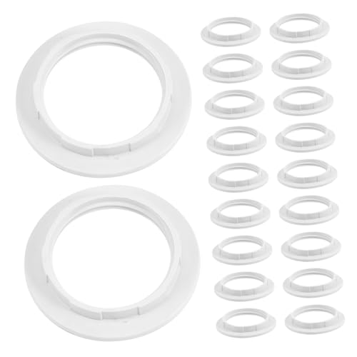HAMPPLIES 20 Stück Teiliges Lampenschirm Halter Lampenfassung Adapterring aus Hitzebeständigem Kunststoff Langlebiger Lampenhalter Ersatz für Lampenschirme Stabile Passform Weiß Kompatibel von HAMPPLIES