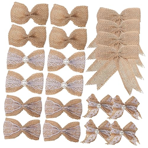 HAMPPLIES 20Stücke Bastelschleifen aus Jute und Spitze Weihnachtsdekorationsschleifen für Hochzeiten Bastelprojekte und Vielseitige Ornamente für Verschiedene Anlässe von HAMPPLIES