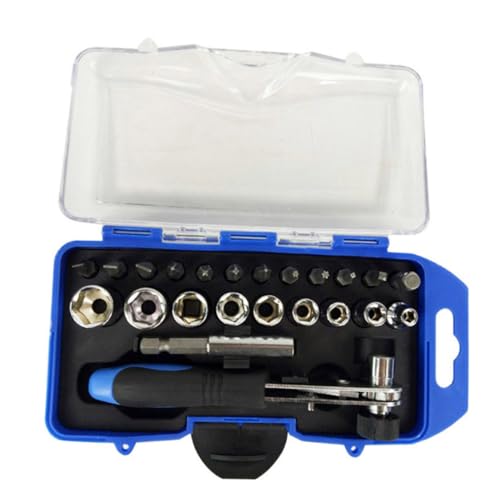 HAMPPLIES 23 Stück Teiliges Ratschen Steckschlüsselsatz Set mit Ergonomischem Griff Langlebige Schraubendreher Bits und Stecknüsse Vielseitiges Notfall Reparaturwerkzeug für Auto Motorrad HAMPPLIES 23 Stück Teiliges Ratschen Steckschlüsselsatz Set mit Ergonomischem Griff Langlebige Schraubendreher Bits und Stecknüsse Vielseitiges Notfall Reparaturwerkzeug für Auto Motorrad von HAMPPLIES