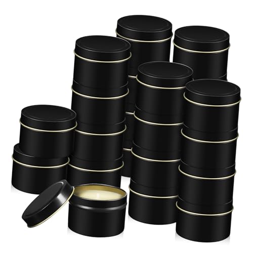 HAMPPLIES 24 Stück Kerzendosen aus Blech Runde Kerzenbehälter für DIY Kerzenherstellung Kapazität Design für Verschiedene Anlässe Langlebig und Praktisch von HAMPPLIES